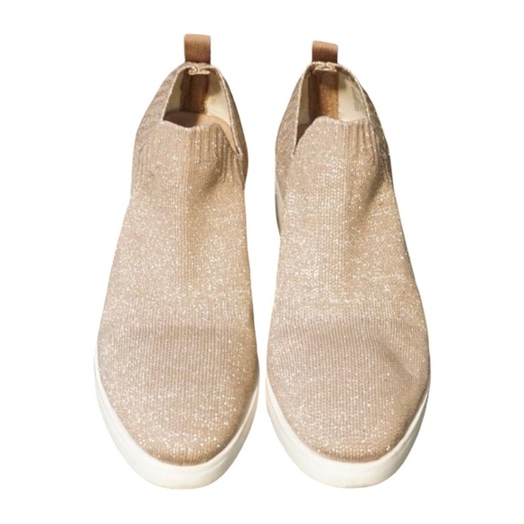 STEVEN by Steve Madden Rose Gold Metallic Sock Wedge Shoes - Picture 4 of 6